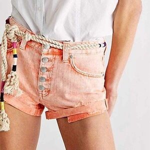 Free People Romeo Rolled Cutoff Shorts - Sunny Peach Orange - Size 26